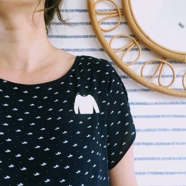 du vent dans mes valises - broche marnière cuir marine blanc made in France