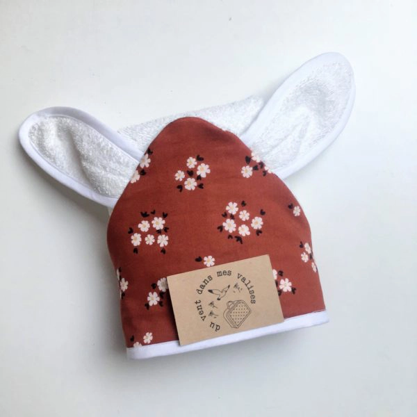 du vent dans mes valises - cape de bain bébé fleurs boho made in France