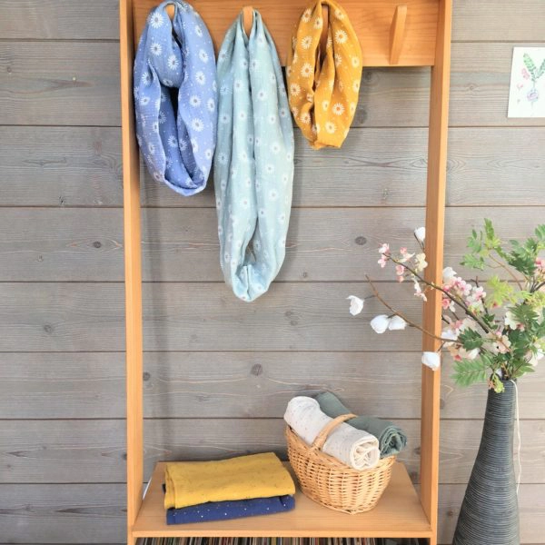 du vent dans mes valises - snood si doux double gaze marguerites made in France