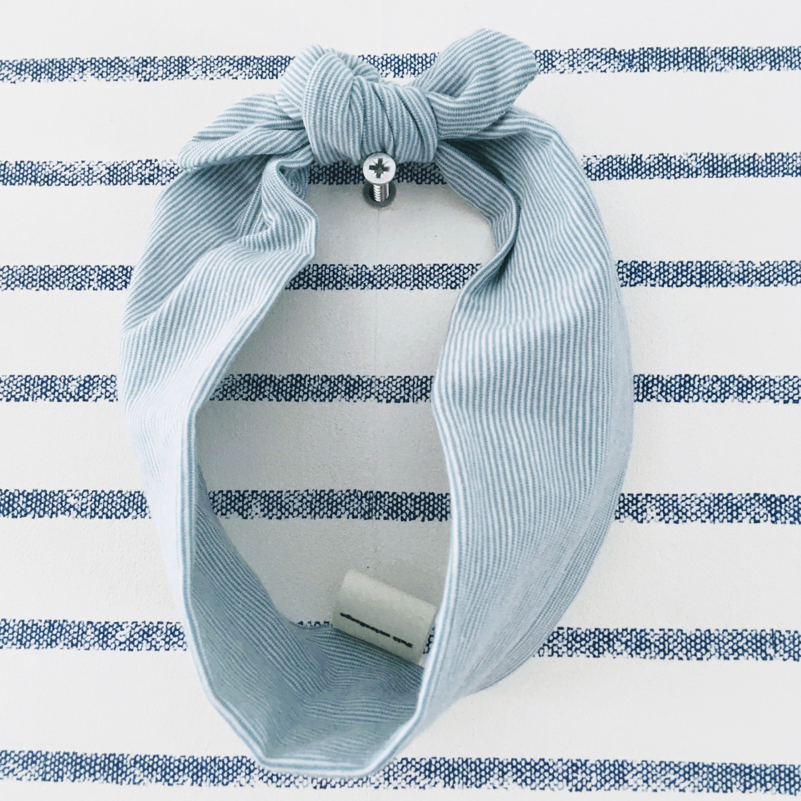 du vent dans mes valises - bandeau extensible enfant adulte jersey rayé coton blanc rayures bleues made in France