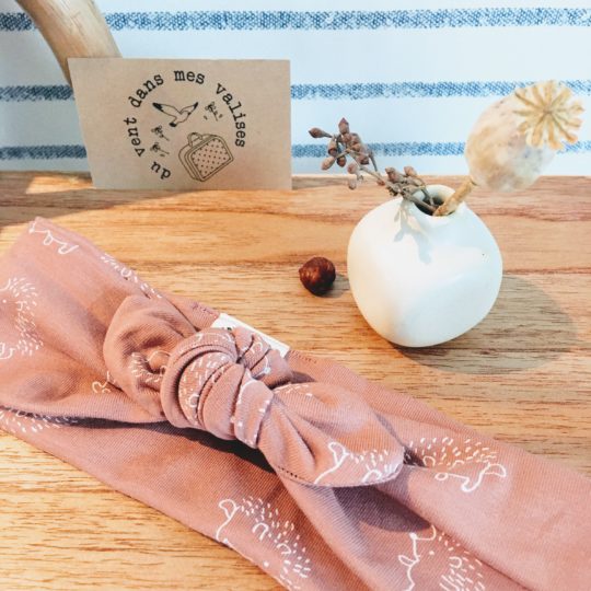 bandeaux extensibles et adaptables coton hérissons vieux rose made in France - du vent dans mes valises