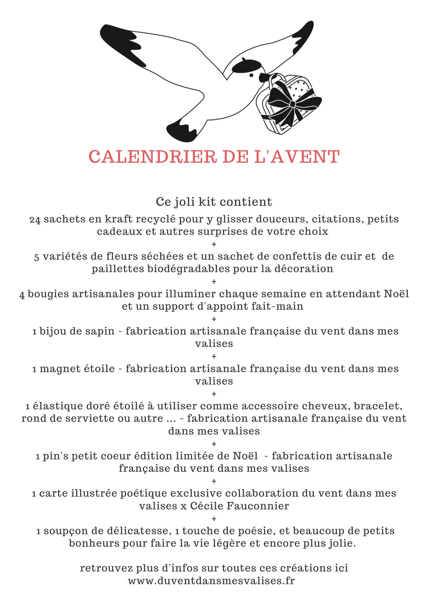 Descriptif kit diy calendrier de l'avent traditionnel made in France © du vent dans mes valises