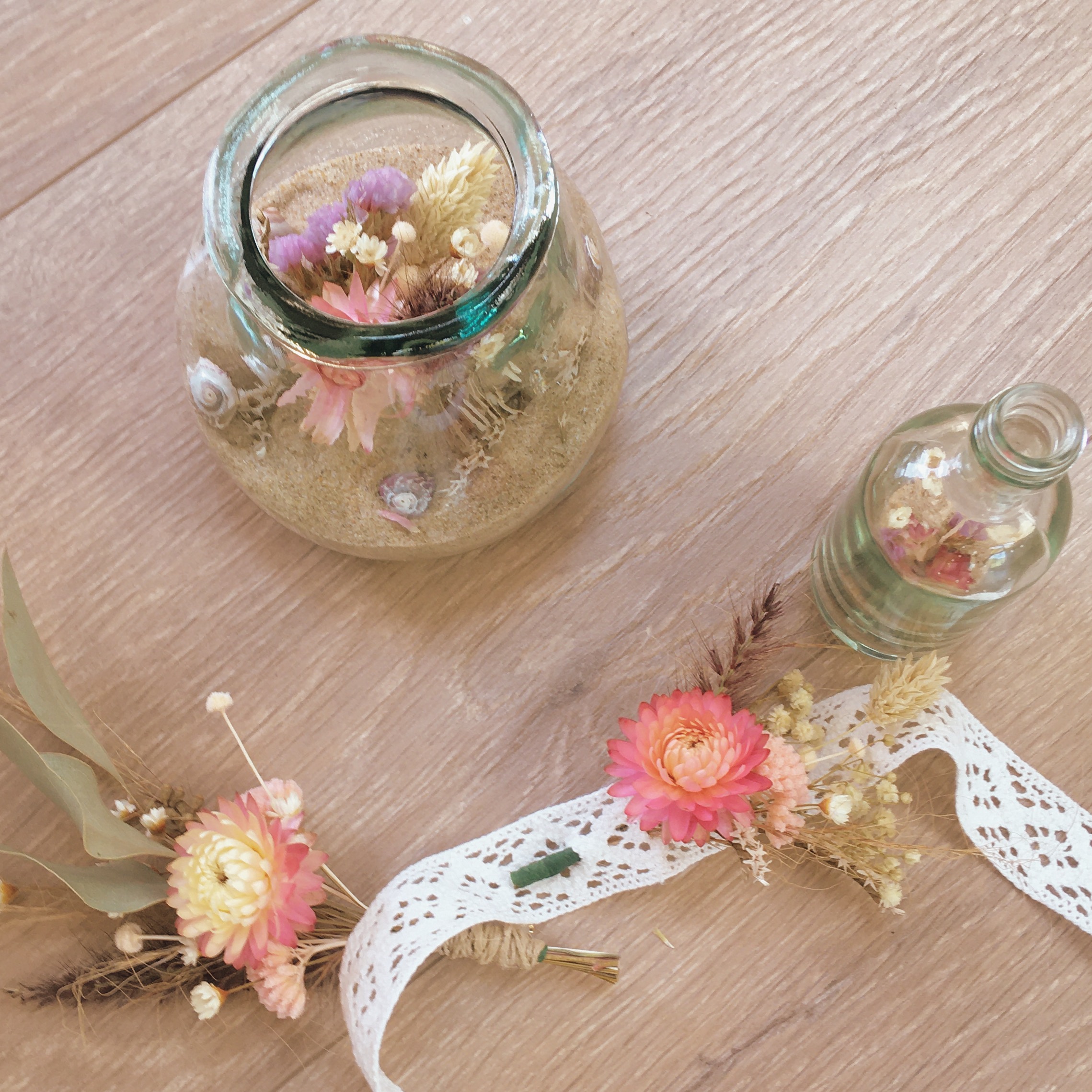 décoration et accessoires en fleurs séchées ateliers créatifs privatisés pour adultes dans le Pas de Calais sur la Cote d'Opale - du vent dans mes valises
