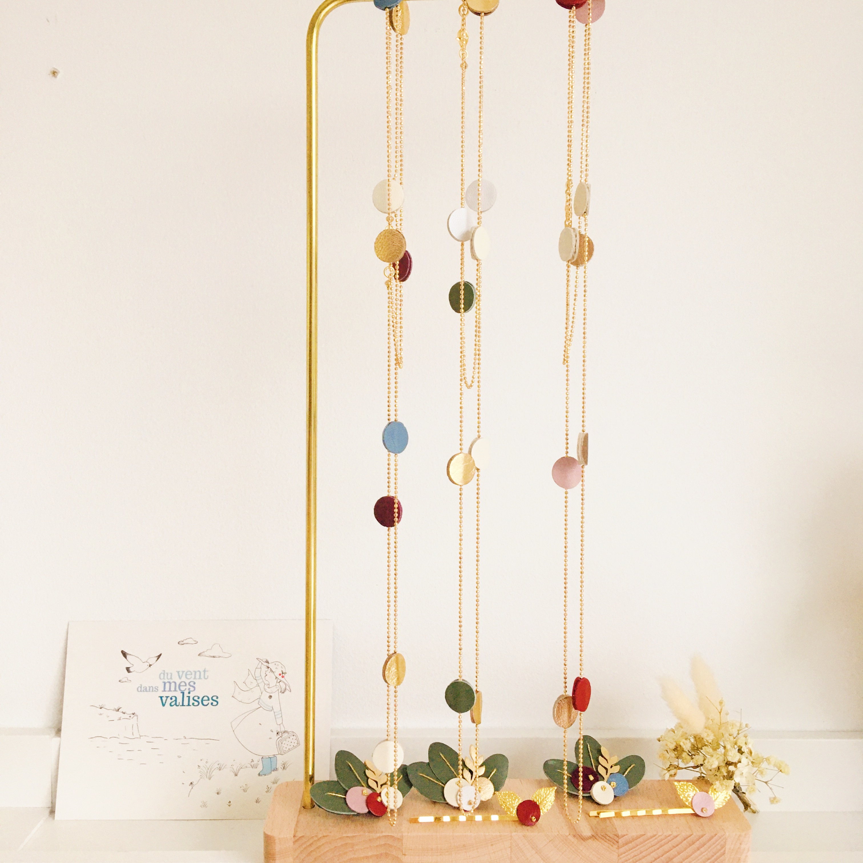 collier sautoir ou double rangée chaîne boule dorée à l'or fin fabrication artisanale française harmonie hiver- du vent dans mes valises