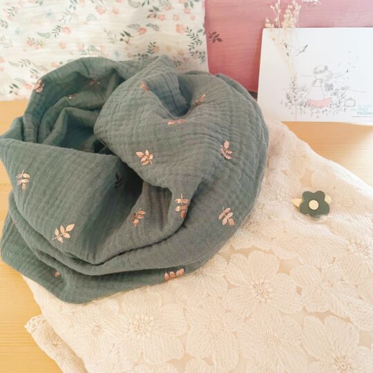 écharpe foulard femme made in France snood doux en double gaze de coton confection artisanale française - du vent dans mes valises5