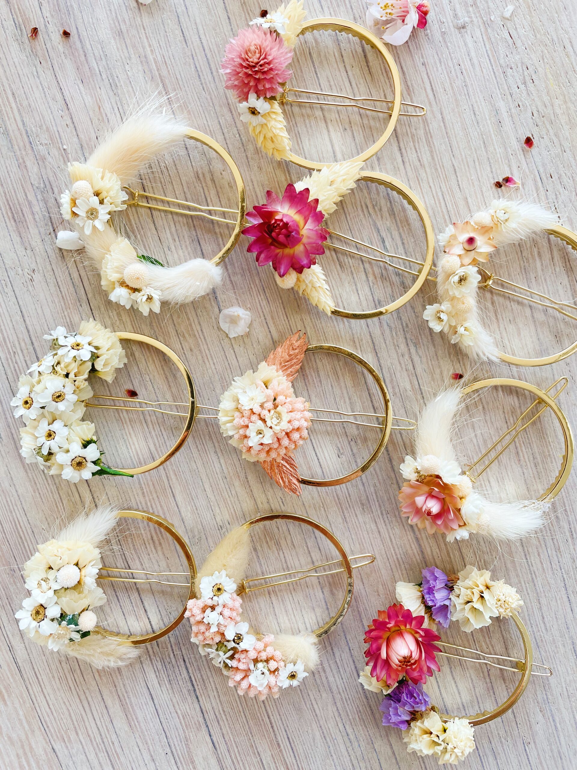 barrette fleurs séchées accessoires cheveux chics bijou floral coiffures femme mariage - du vent dans mes valises3