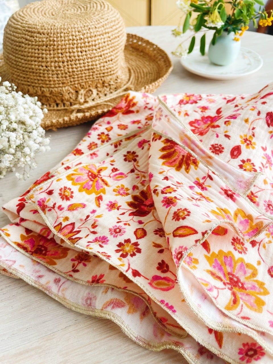 joli foulard bohème en coton imprimé fleuri fleurs perses indiennes blockprinted fabrication française ©duventdansmesvalises 10