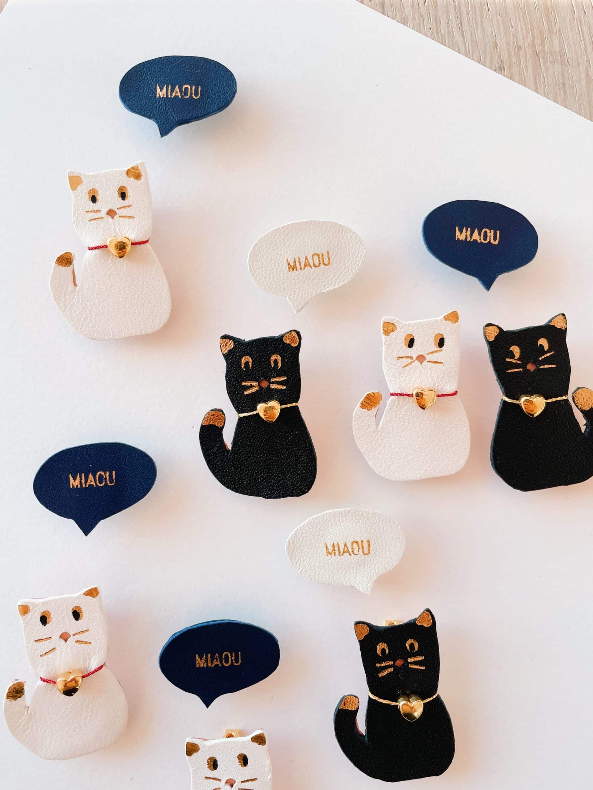 Set De 7 Broches Chat Noir émail - Alliage Zinc - Accessoire Mignon Vêtements/sacs