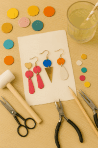 Boucles d'oreilles légères et colorées en cuir – Du vent dans mes valises Boucles d'oreilles légères et colorées – atelier créatif été