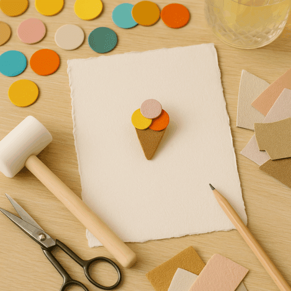 Pin’s en cuir en forme de cornet de glace à l’italienne – atelier créatif été