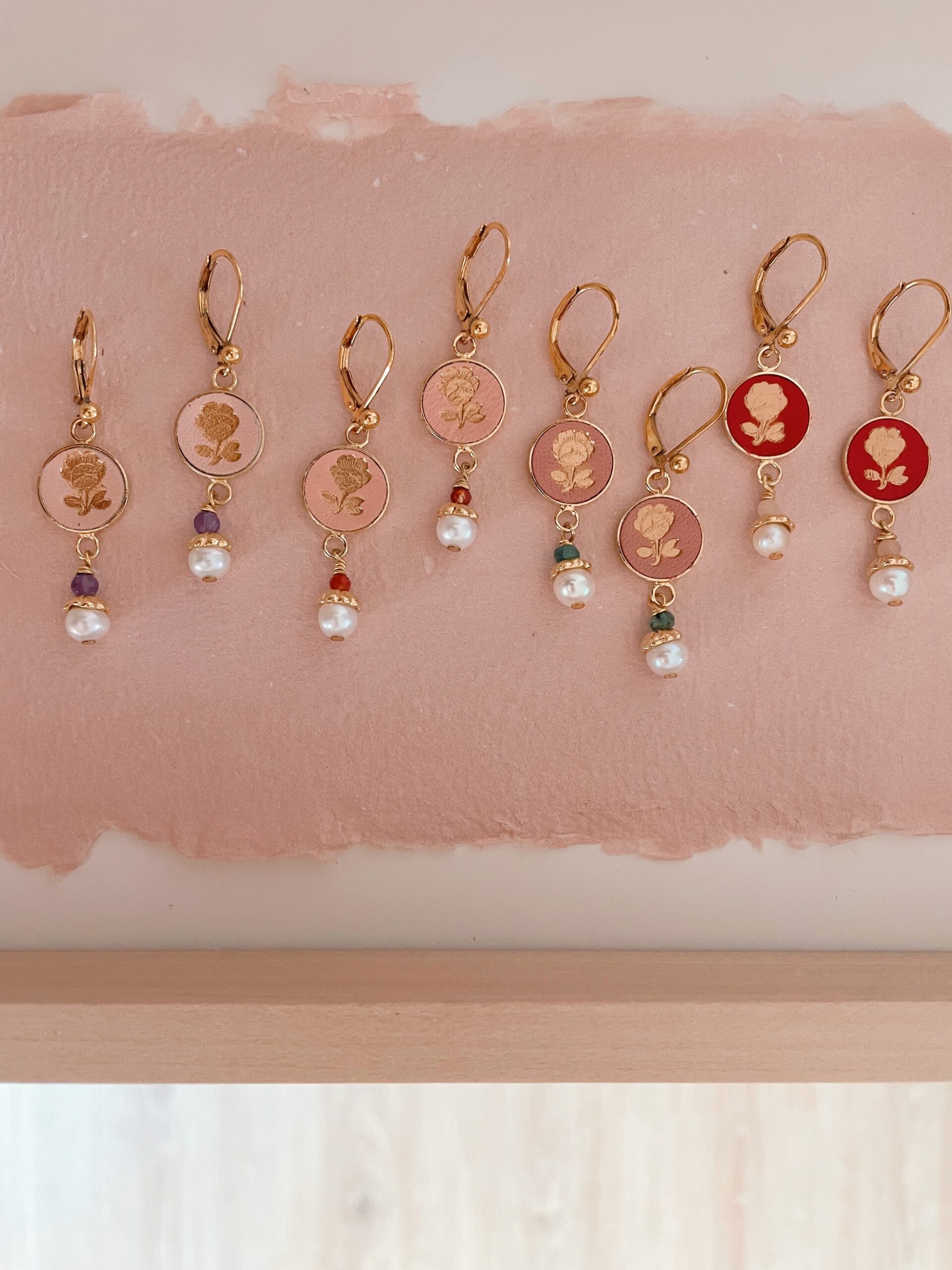 Boucles D'oreilles Pendantes En Forme De Cœur Rose - 5 Cm - Neuf Sans Emballage
